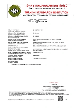 COPA TS EN 442 TSE Belgesi 2025-2026